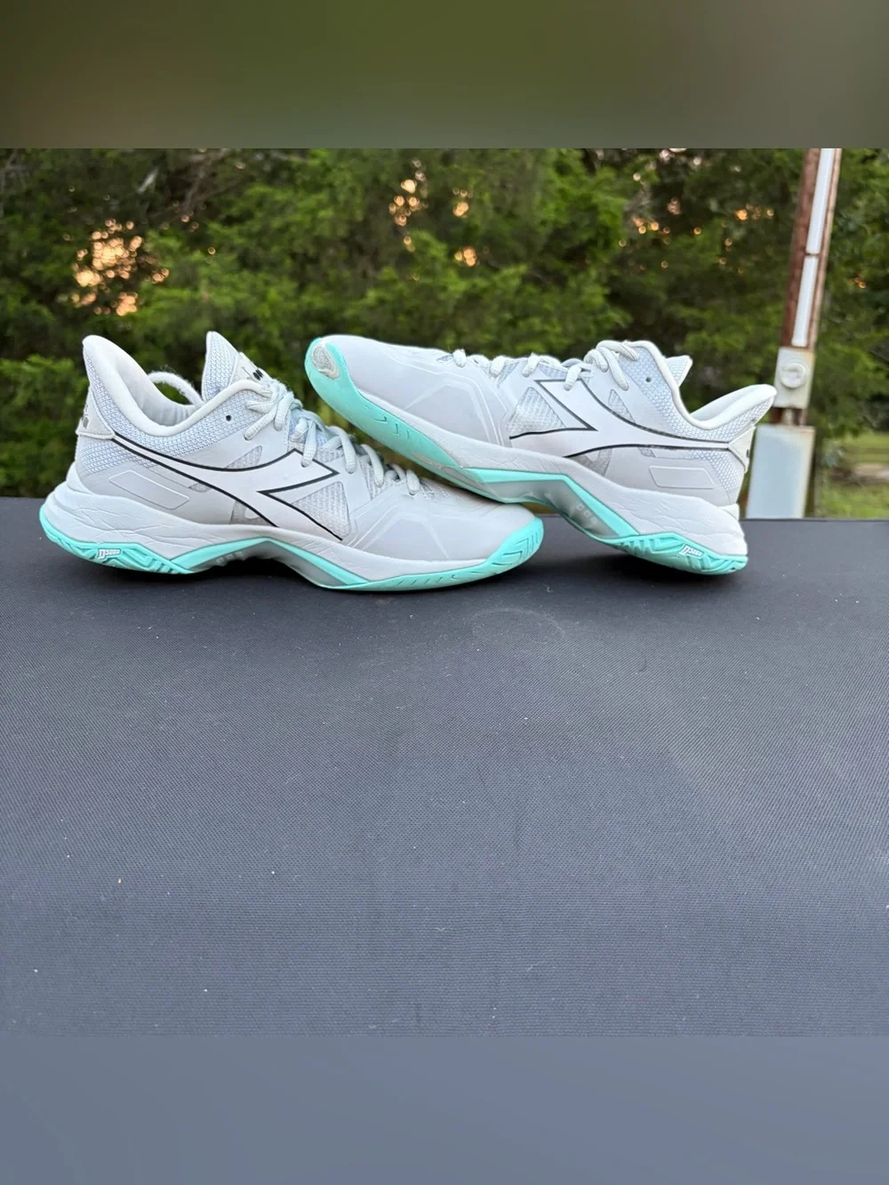 diadora B.Icon 2 AG All Ground Sneakers Athletic Silver Aruba Blue walk Sz 9.5